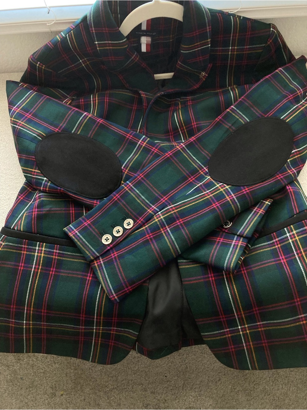Vintage 90s Tommy Hilfiger Tartan Plaid Blazer Y2K Size 8 - Picture 3 of 16